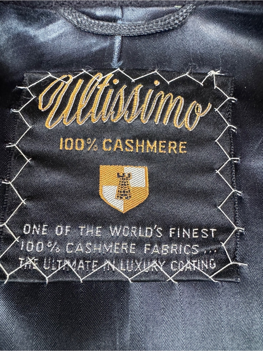 Ultissimo 100% Cashmere Label - Black with Gold Embroidery